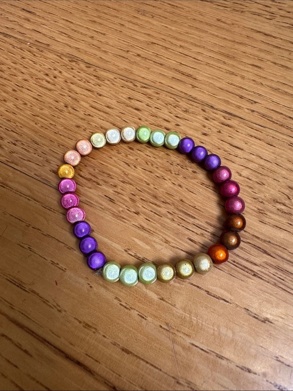 Colorful Rainbow Glass Bead Stretch Bracelet